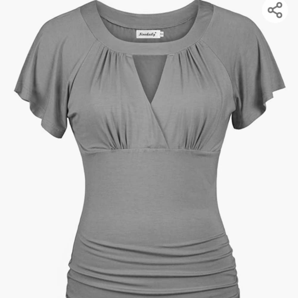 Ninedaily soft jersey top with peekaboo neck